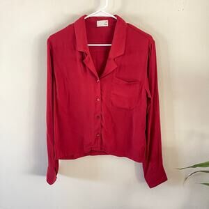 Wilfred Free Aritzia Button Up Shirt Womens XS Red Casual Capsule HEP7-2793-38